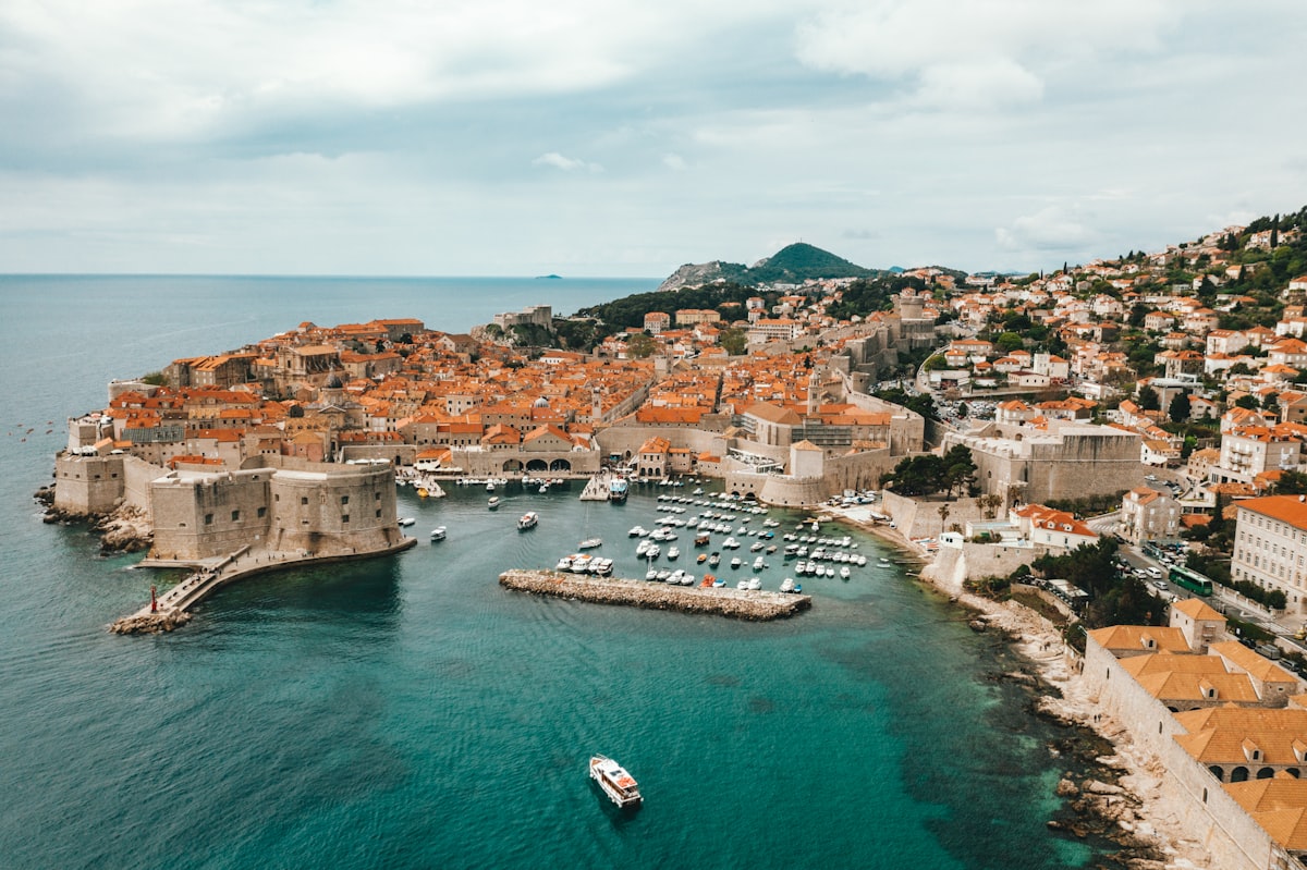 Walled old town of Dubrovnik on the Adriatic coast